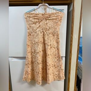 J. Crew Strapless Floral Dress in Peach and Brown